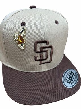 San Diego Snapback Cap with Brown Brim San Diego padres hat friar hat pin SD hat